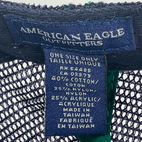 AM Eagle Spell Out Distressed Hat Dark Blue Snapback Knit Trucker Cap - Picture 6 of 7